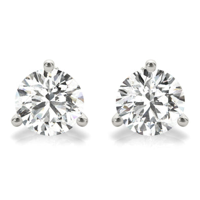 Natural Diamond Stud Earrings .50 Carat t.w. - 1.00 Carat t.w. With White Gold Mounting