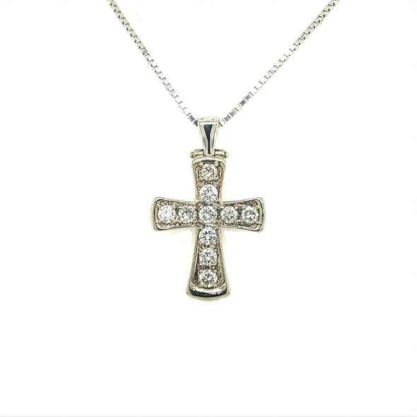 Ten Round Bezel Set Diamond Cross Pendant