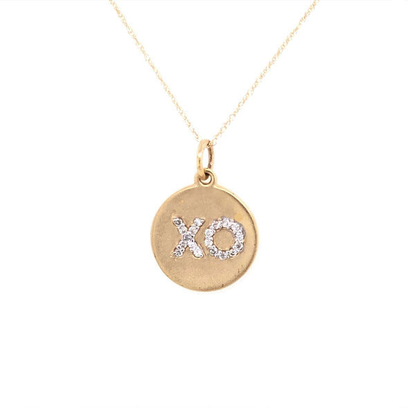 Diamond Accented X-O Love Disc Pendant