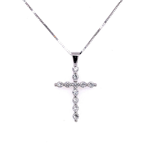 Eleven Round Diamond Cross Pendant