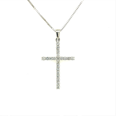 Twenty-One Round Diamond Cross Pendant