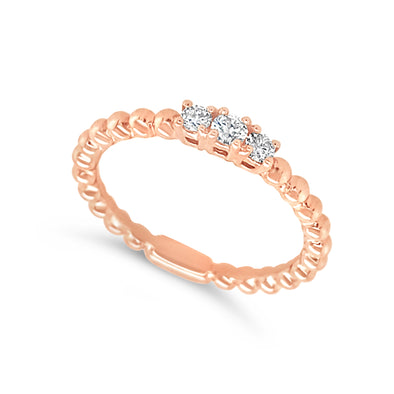 Bead Design and Diamond Accented Stackable Ring