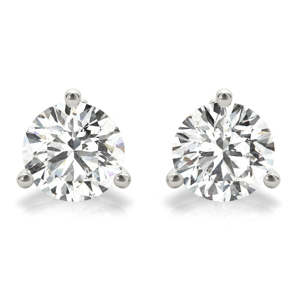 Diamond Stud Earrings Under .50 Carat t.w. With White Gold Three Prong Mounting